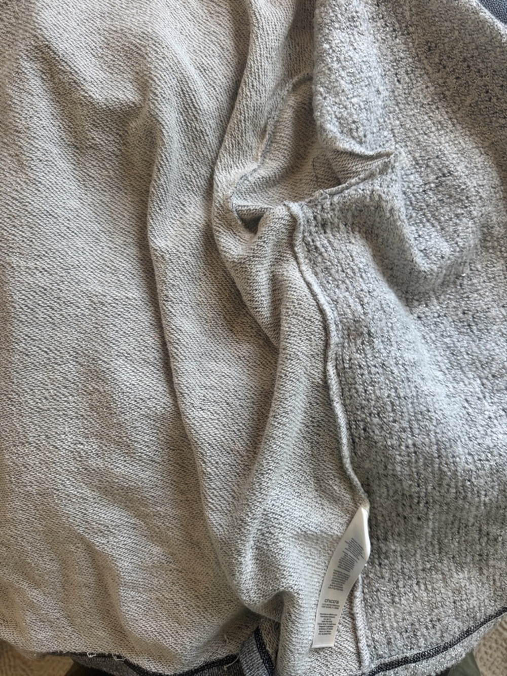 EUC Chicos Zenergy Size 2 Bling Lightweight Cozy Gray Zip-Up Hoodie with Hood - Picture 10 of 10